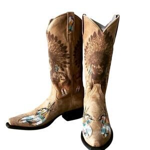 NEW MISS MACIE women's indian chief cowboy boots in tan